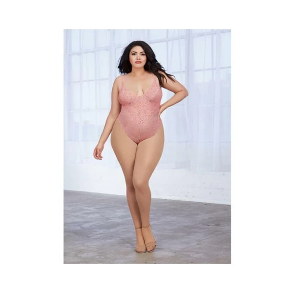 Dreamgirl Stretch Lace Teddy & Sheer Mesh Maxi Skirt With Adjustable Straps & G-string Blacklarge Ha
