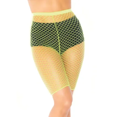 Industrial Fishnet Biker Shorts One Size Neon Yellow
