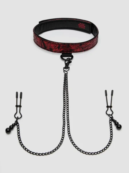 Fifty Shades of Grey Sweet Anticipation Reversible Faux Leather Collar Nipple Cl