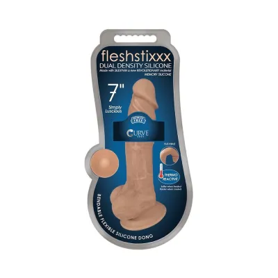 Fleshstixxx 7in Silicone Dildo With Balls Latte