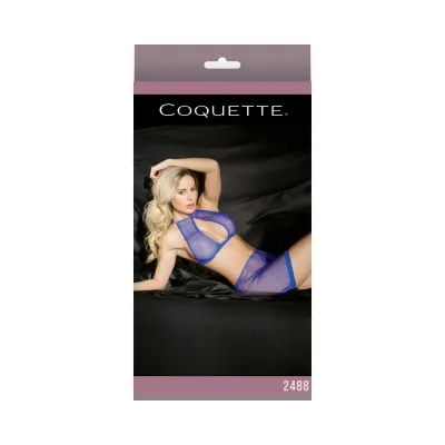 Fishnet Halter Top High Waisted Skirt Cobalt Os