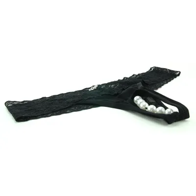 Hustler Clit Stim Thong Black with White S M