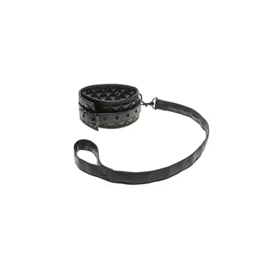 X play Quilted Collar And Leash Black