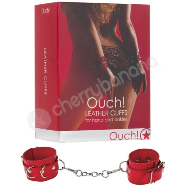 Ouch Red Leather Cuffs