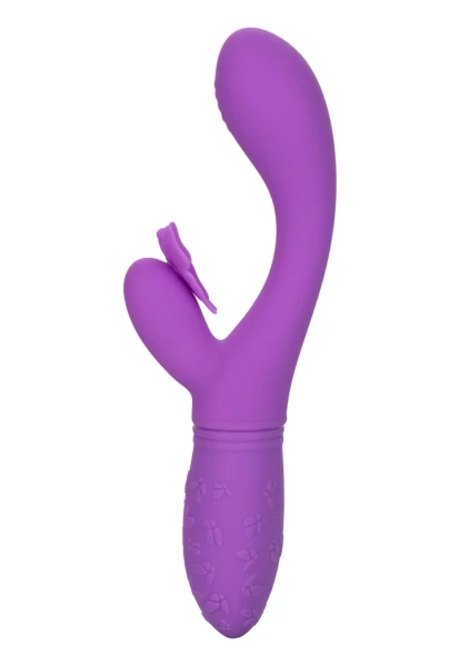Rechargeable Butterfly Kiss Silicone Flutter Dual Stimulation Vibrator By CalExotics - Purple