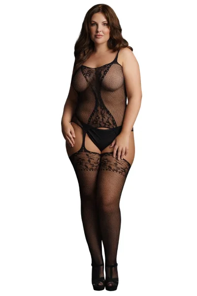 Le Désir Fishnet and Lace Suspender Bodystocking