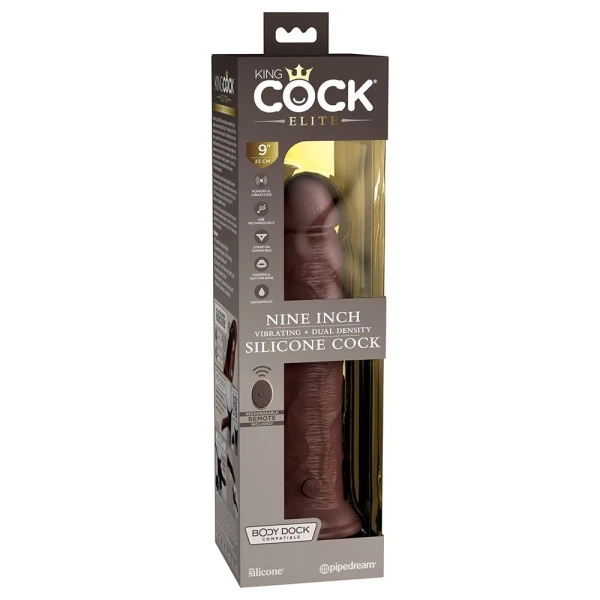 King Cock Elite Vibrating Silicone Dual-density Cock With Remote 9 In. Brown — image 10 of 10