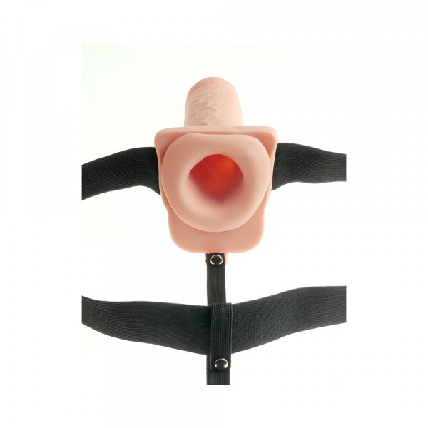Fetish Fantasy 7in Hollow Rechargeable Strap-on With Balls, Flesh