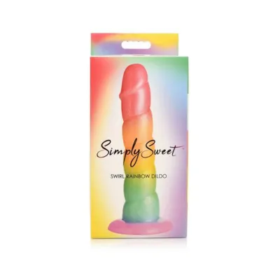 Realistic Dildos Simply Sweet Swirl 6 5 In Silicone Dildo Rainbow