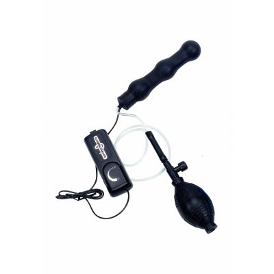 Zepplin Inflatable Vibrating Anal Wand Black Vibrating Butt Plug