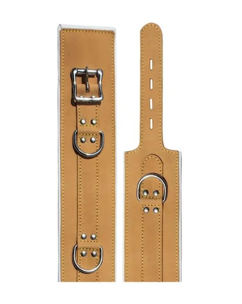 Bound X Caramel Leather Cuffs And Collar Set