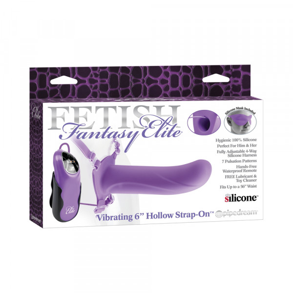 Fetish Fantasy Elite 6 inches Vibrating Hollow Strap On Purple