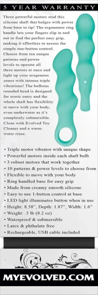 Triple Teaser Vibrator in Teal by Evolved
