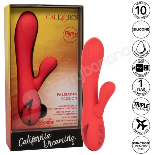 California Dreaming Palisades Passion Heated Vibrator With Side to Side Clit Stimulation