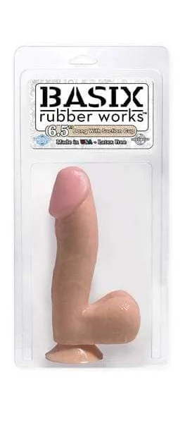 Basix Rubber Works - 6.5 Inch Dong With Suction Cup - Flesh