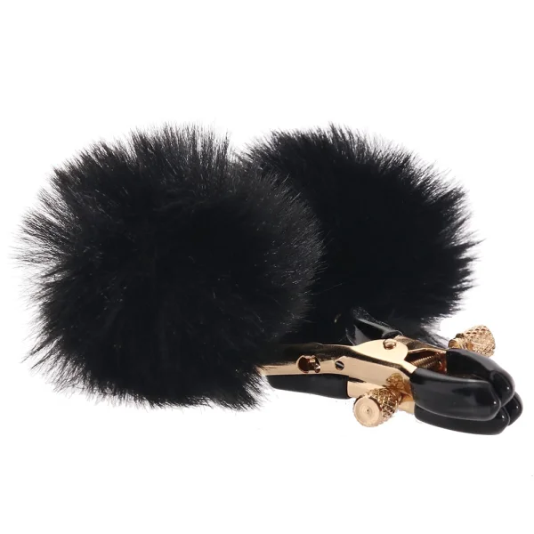 Sex & Mischief Puff Nipple Clamps By Sportsheets - Black & Rose Gold