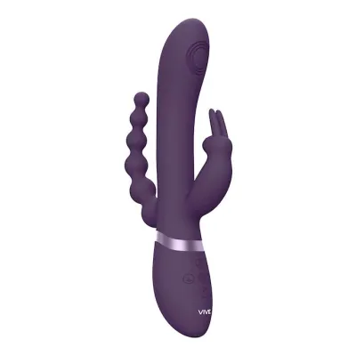 Rini Pulse Vibrating Double Penetration Rabbit Purple 8 8 Inch