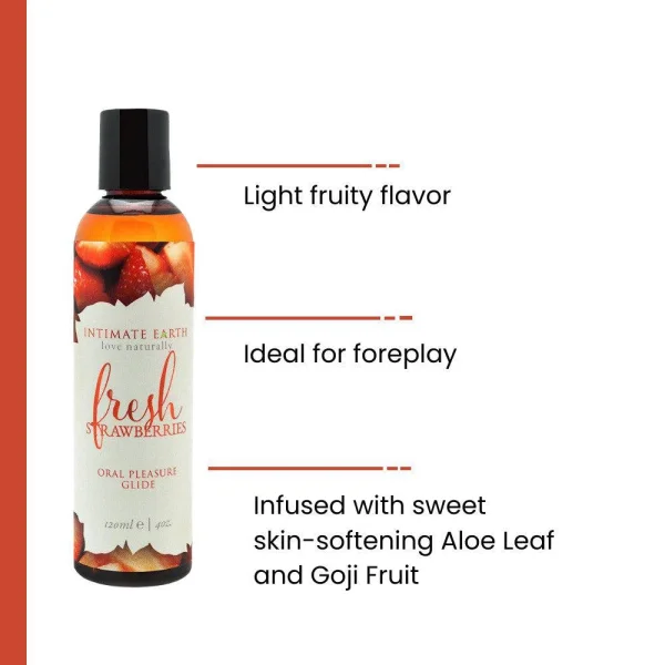 Intimate Earth Glide Strawberry Flavored Water-Based Lube | 2oz