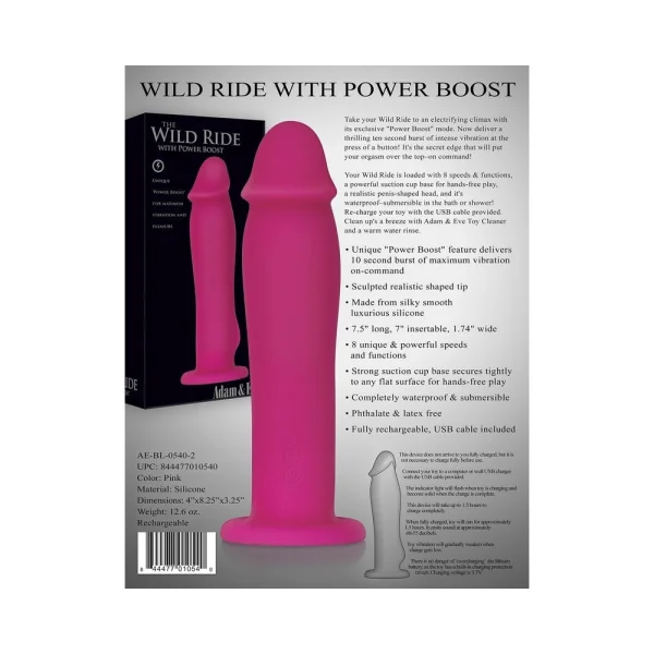 A&e Wild Ride W/power Booster Rechargeable Silicone