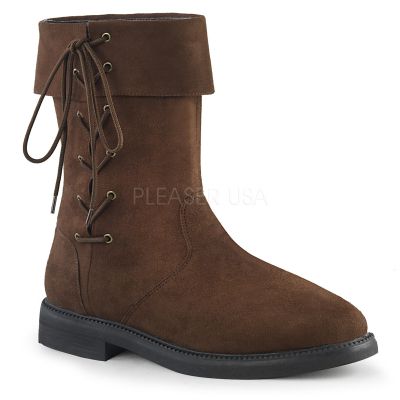 1 inches Stacked Heel Men s Mid Calf Boot Lace Up Side