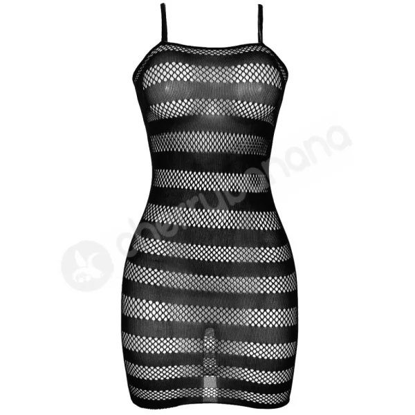 Cherry Banana Black Fishnet Striped Dress