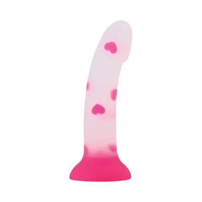 Realistic Dildos Sweet Sex Sweetheart Bendable 7 In Silicone Dildo Heart Print Pink