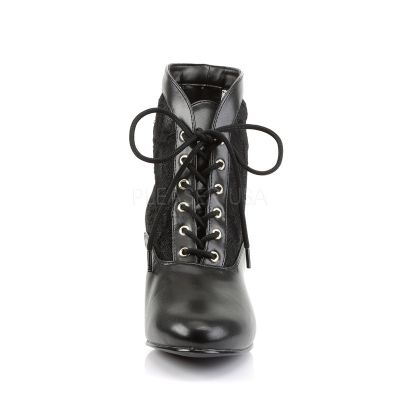 DAME 05 Blk Pu Lace Victorian Ankle Boot Lace Pioneeer 2