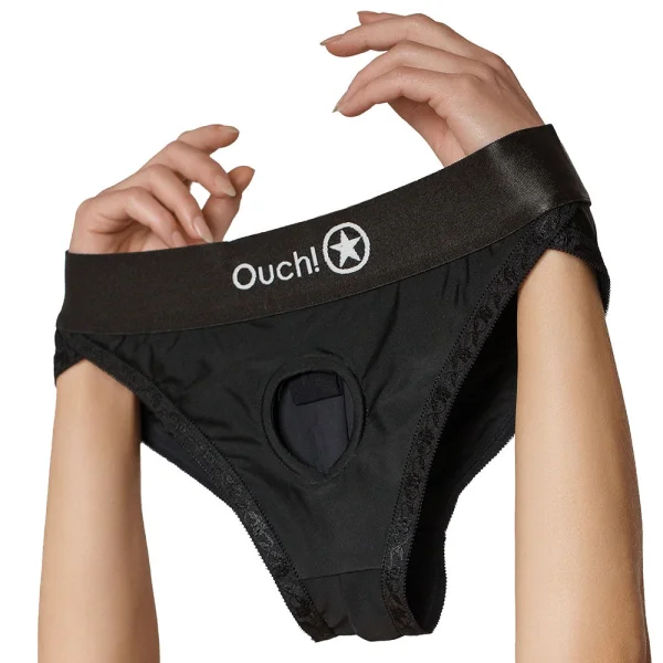 Ouch! Black Vibrating Strap-on Hipster