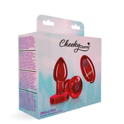 Cheeky Charms Rechargeable Vibrating Metal Butt Plug With Remote Control Red Small Preorder Only