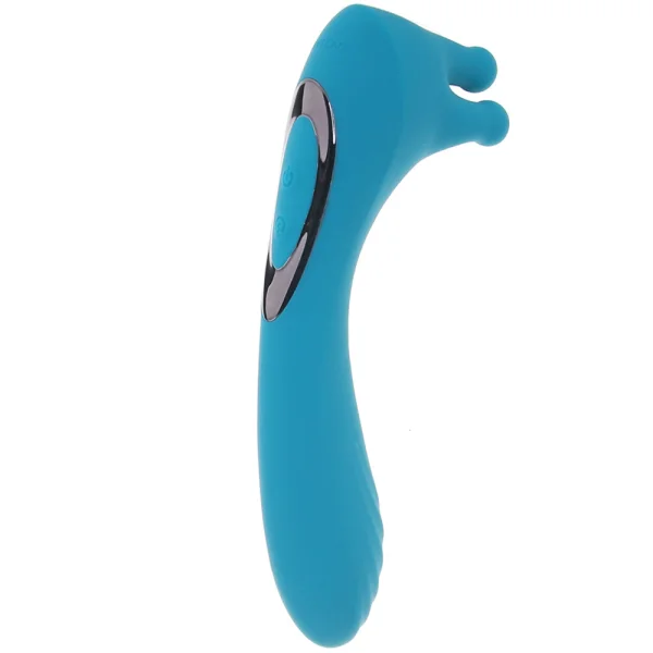 Heads Or Tails Silicone Rechargeable Waterproof Dual Stimulation Vibrator By Evolved Novelties - Teal
