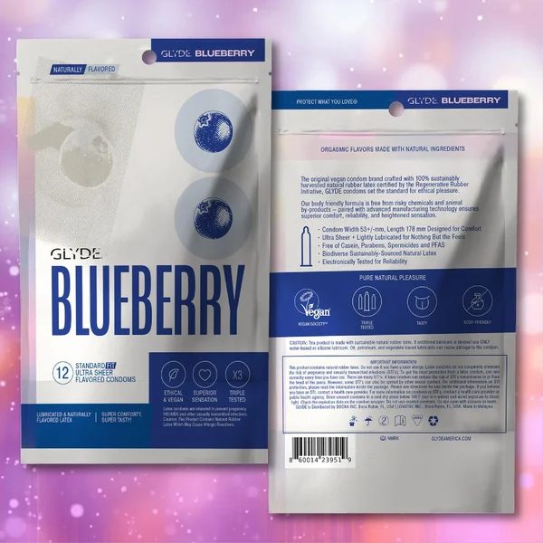 Glyde Organic Blueberry Flavored Vegan Condoms | 12-Pack — image 9 of 17