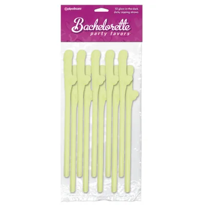 Pipe Dreams Bachelorette Party Favors Dicky Sipping Straws Glow In the Dark 10pc