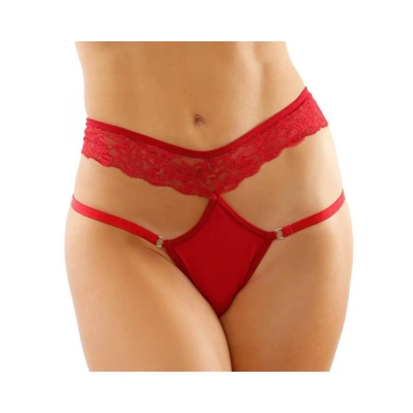 : Ren Microfiber Panty With Double-strap Waistband Red S/m