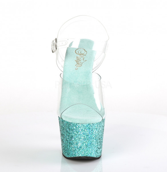 7 inches Heel, 2 3/4 inches PF Ankle Strap Sandal w/ Glitter Bottom — image 10 of 25