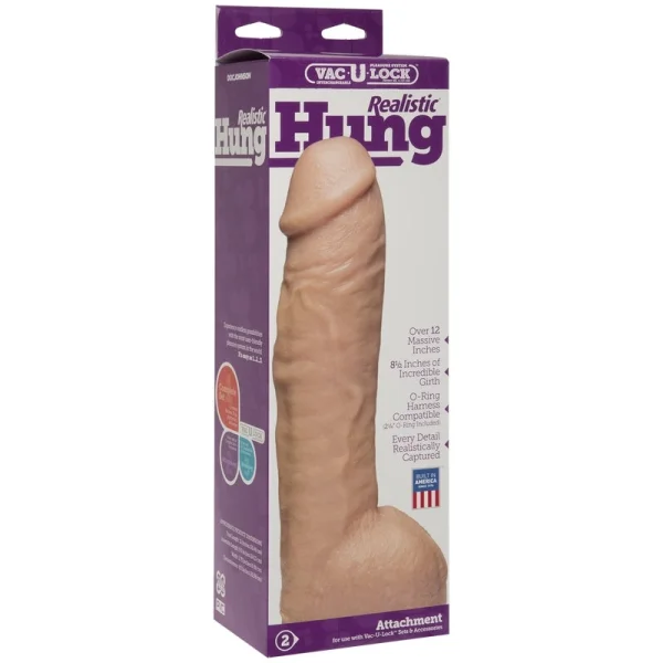 Doc Johnson Hung Vac-U-Lock Realistic Dildo Vanilla