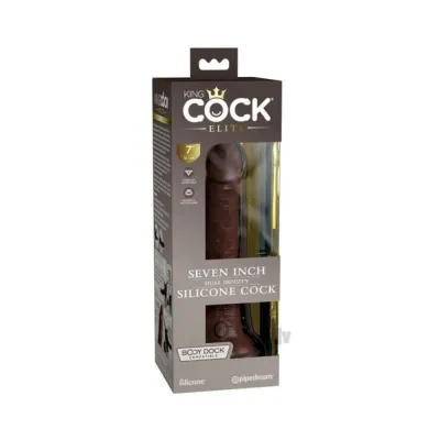 King Cock Elite Silicone Dual density Cock 7 In Brown