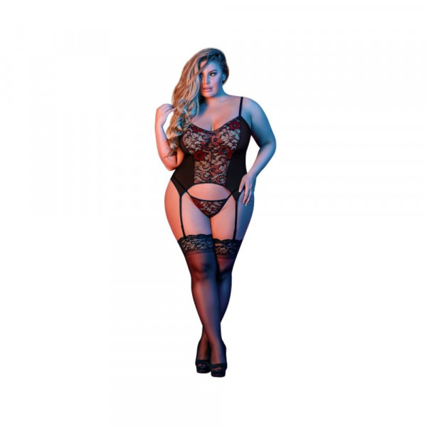 Magic Silk Sexy Time Merry Widow & G-set Black Queen Size