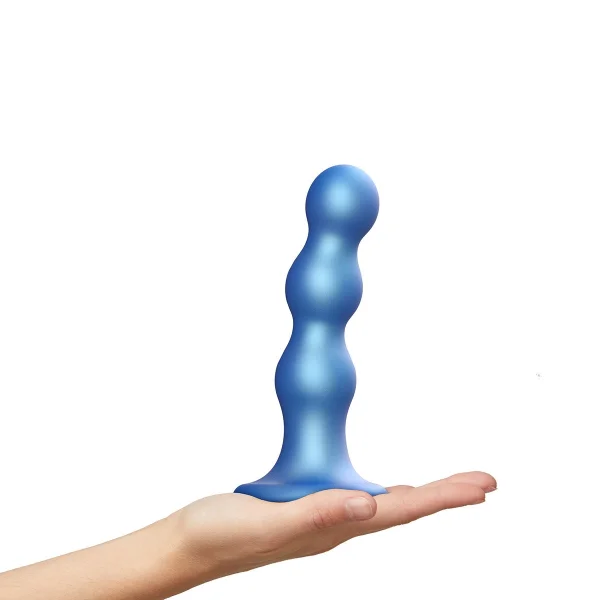 Strap-on-Me Hybrid Collection Ballsy Silicone Suction Cup Dildo - S Metallic Blue