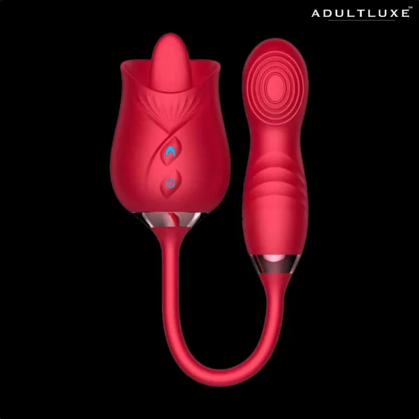 Rose Tongue Tickler with Flapping Dildo-Unisex