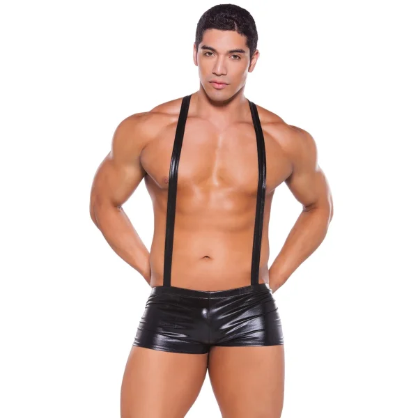 Allure Lingerie Zeus Wet Look Suspender Shorts One Size
