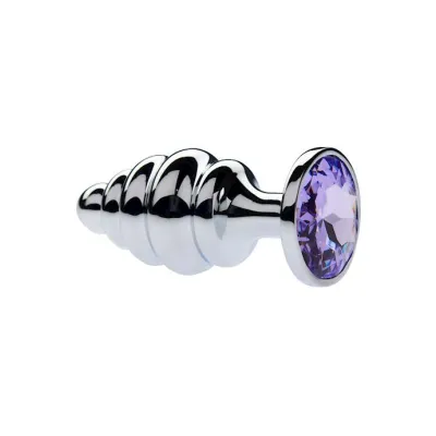 Kink Range Alloy Gemmed Butt Plug 3 7 Inch Purple Large