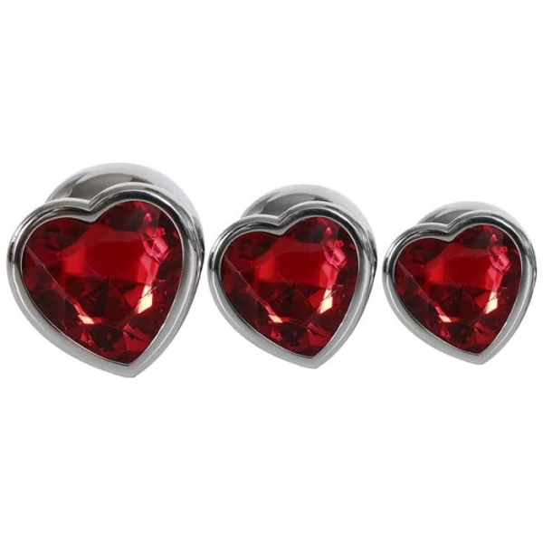 Adam & Eve Three Hearts Gem Anal Plug Set