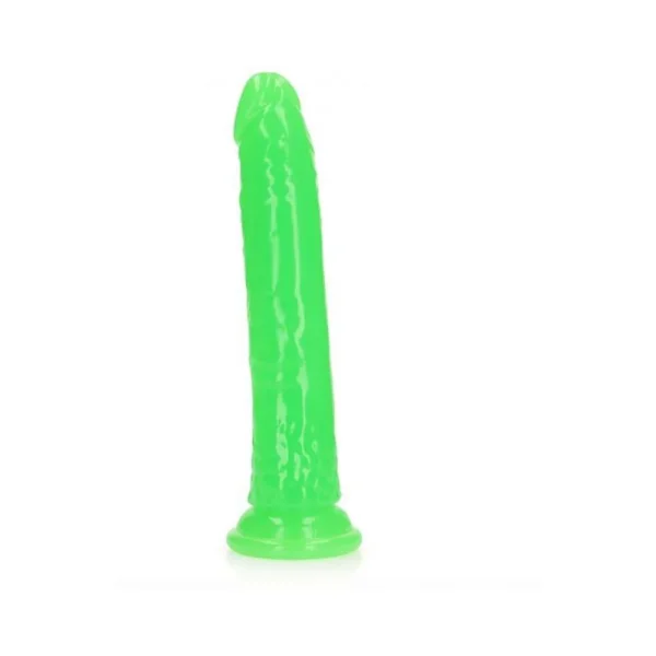 Realistic Dildos: Realrock Glow In The Dark Slim 9 In. Dildo Neon Green