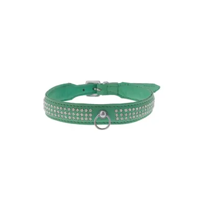 Bound X Green Collar With Silver Rhinestones
