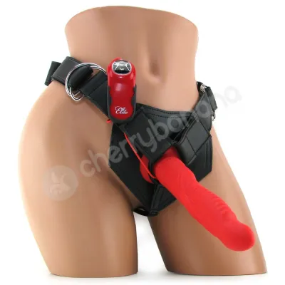 Fetish Fantasy Extreme 8 Red Vibrating Silicone Ribbed Strap on