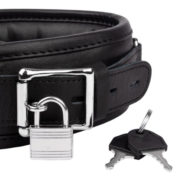 Bondara Luxe Erotica Black Leather Lockable Collar — image 4 of 4