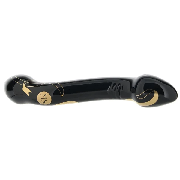 Secret Kisses Handblown Double Ended Glass Dildo 7.5" - Black & Gold — image 7 of 10