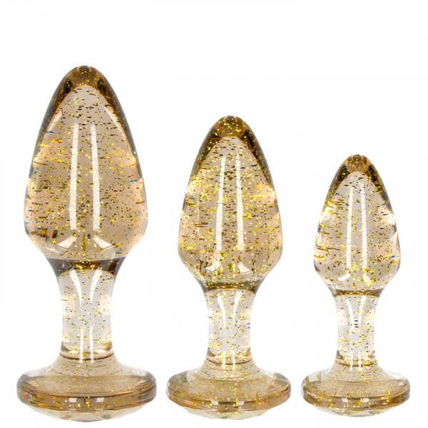Ouch! Gold Glitter 3 Piece Butt Plug Set