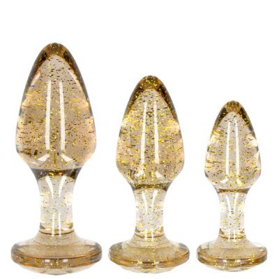 Ouch Gold Glitter 3 Piece Butt Plug Set