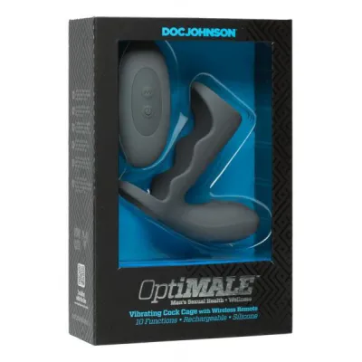 Optimale Vibe Cock Cage W Remote Slate